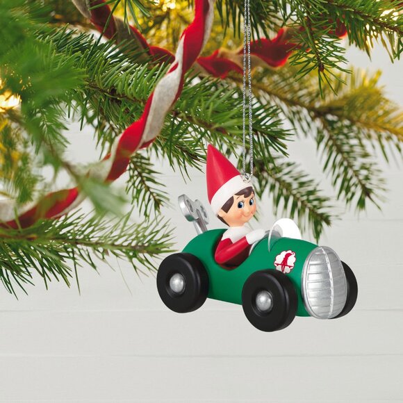 New! Elf on the Shelf Hallmark Keepsake Christmas Ornament 2023 Race Car Scout - Picture 5 of 5